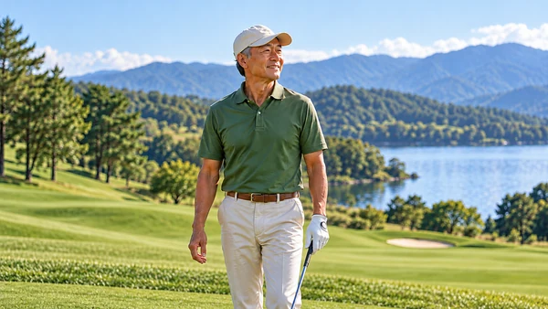 Ilustrasi gaya hidup seorang pria di lapangan golf; bukan hasil terapi.