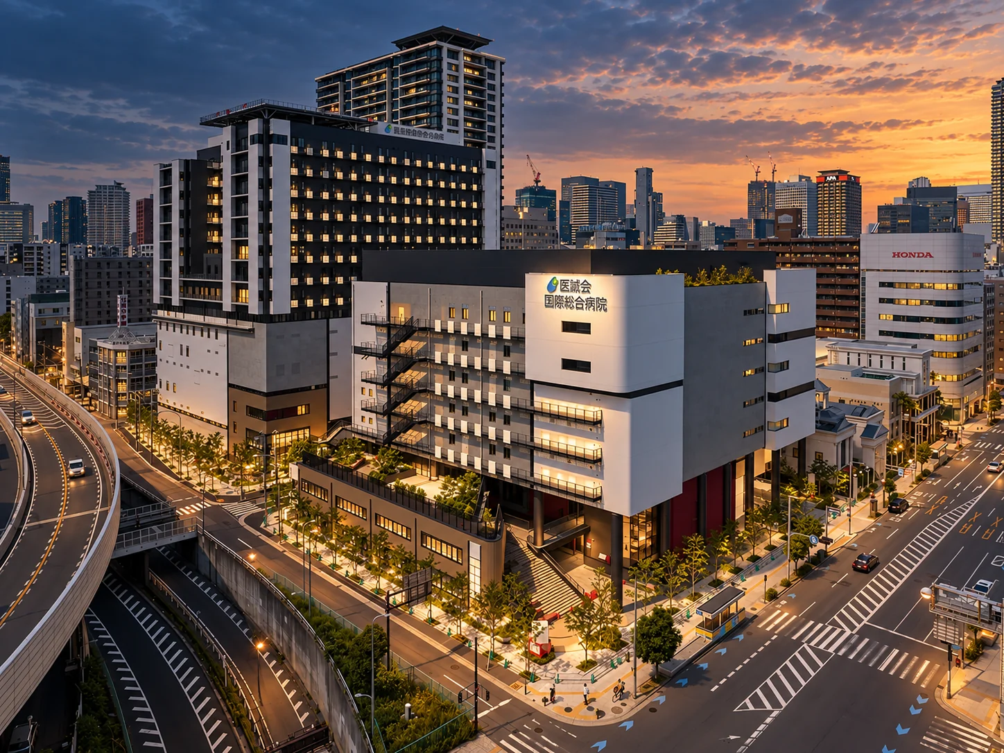 Tampak luar ISEIKAI International General Hospital di Osaka.