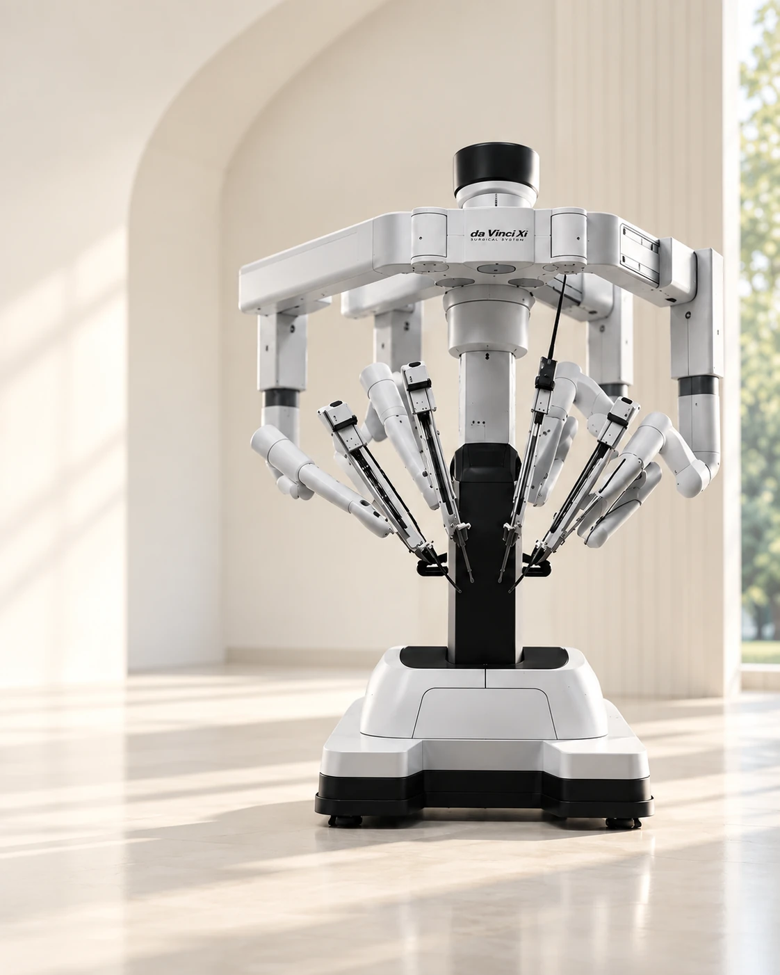 da Vinci Surgical System dalam interior warna gading dengan pencahayaan lembut