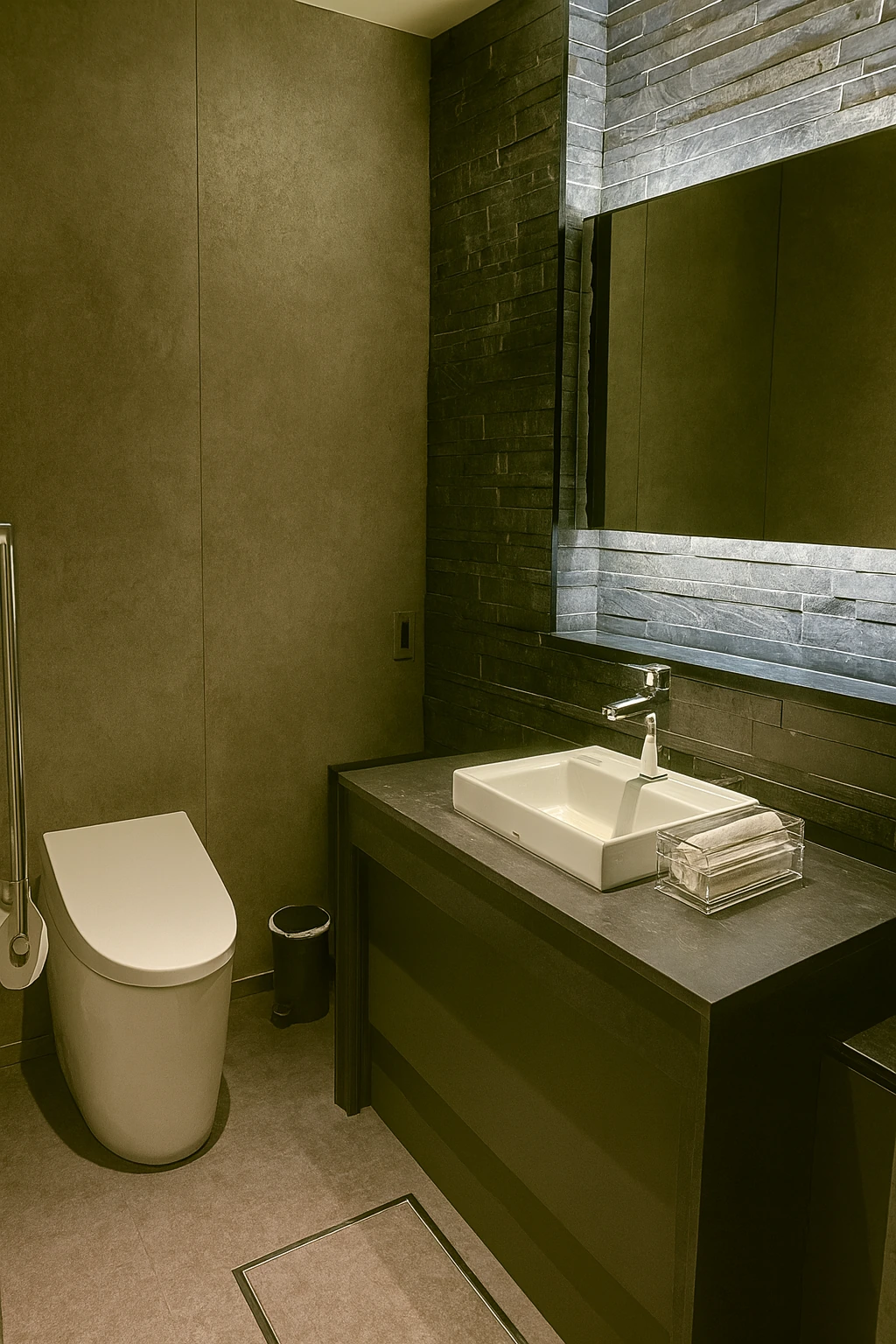 Kamar khusus #1: toilet dan wastafel di kamar mandi.